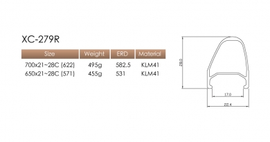 Kinlin XC279R-622mm schwarz vbrake 