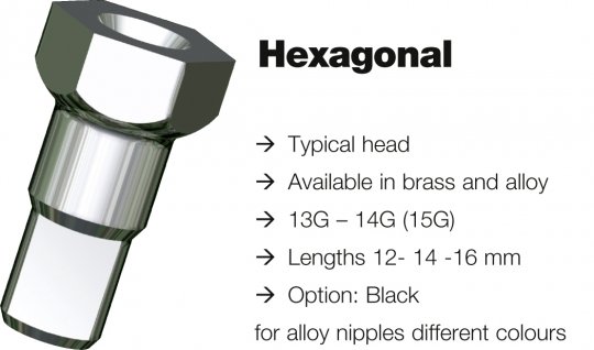 SAPIM 14G Polyax Hexa Messingnippel 14mm silber 